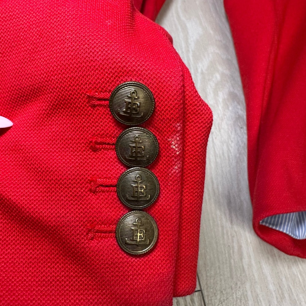 Lands End red nautical preppy single button women's academia coastal blazer 10 - Picture 7 of 9